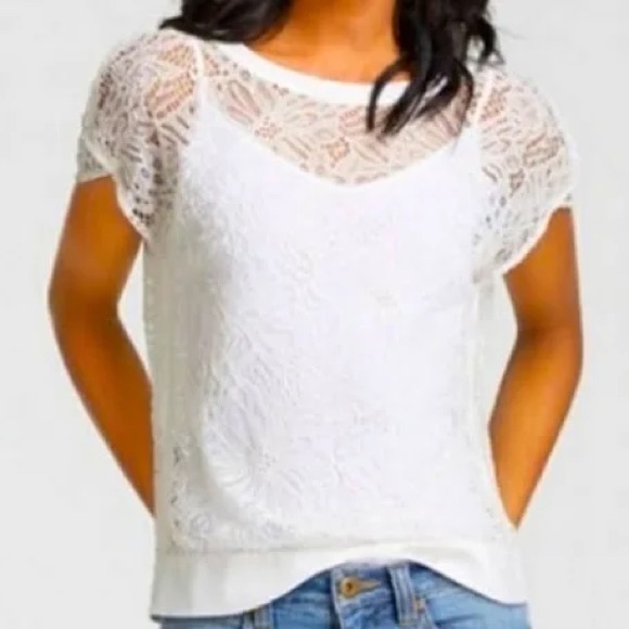 Cabi Sheer Daisy Lace Top- XS - Picture 2 of 6